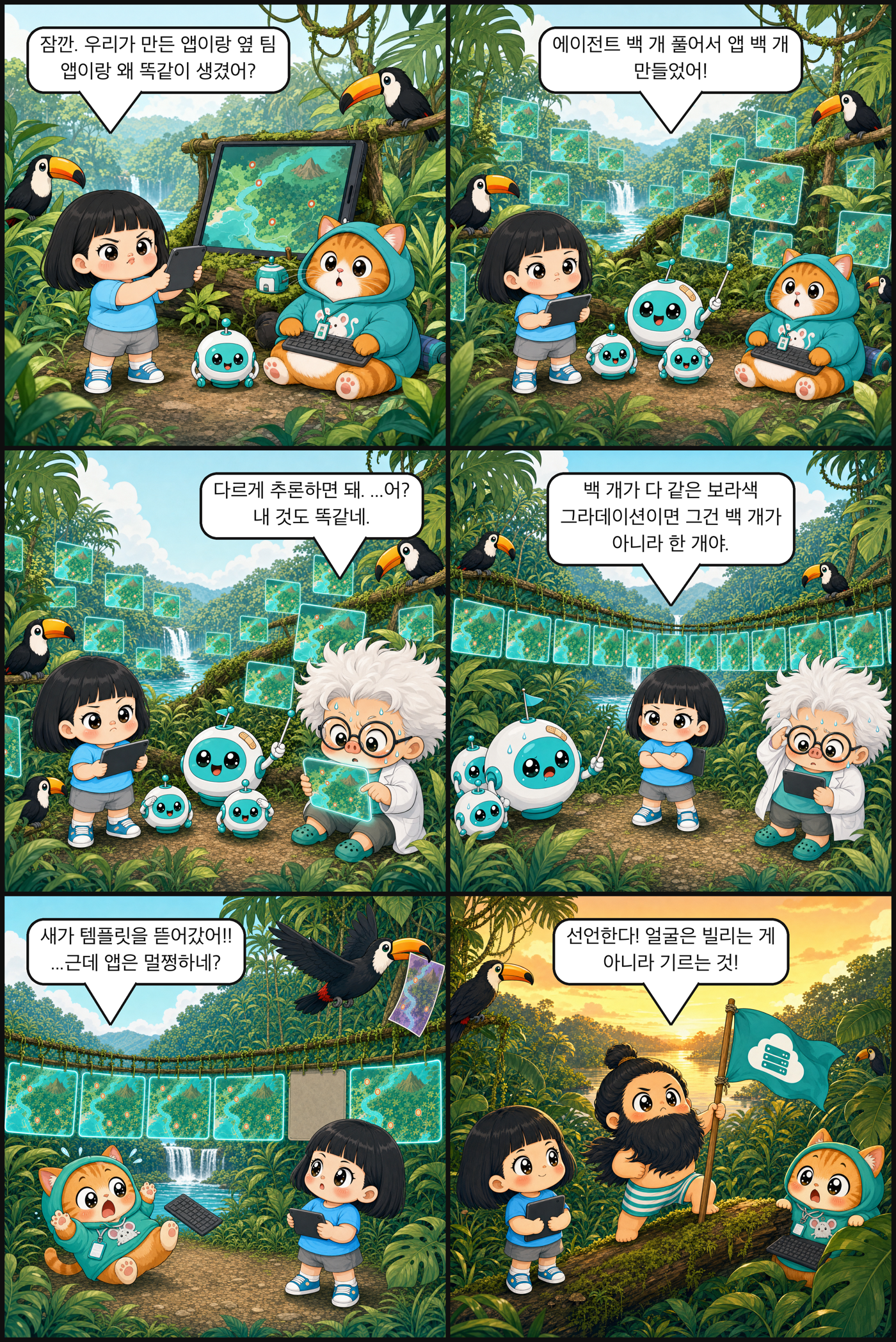 정글에서 만들어도 다 같은 얼굴