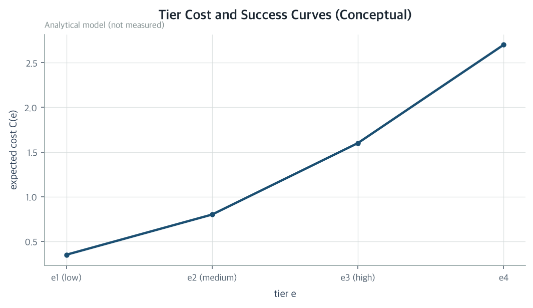 Conceptual diagram of per-tier cost and quality curves